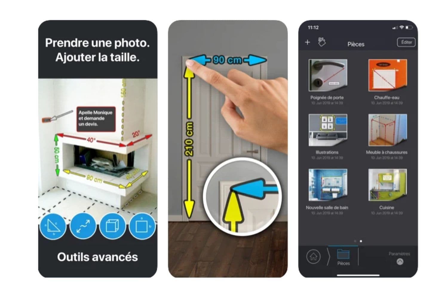 captures d’écran de l’application mobile My Measures