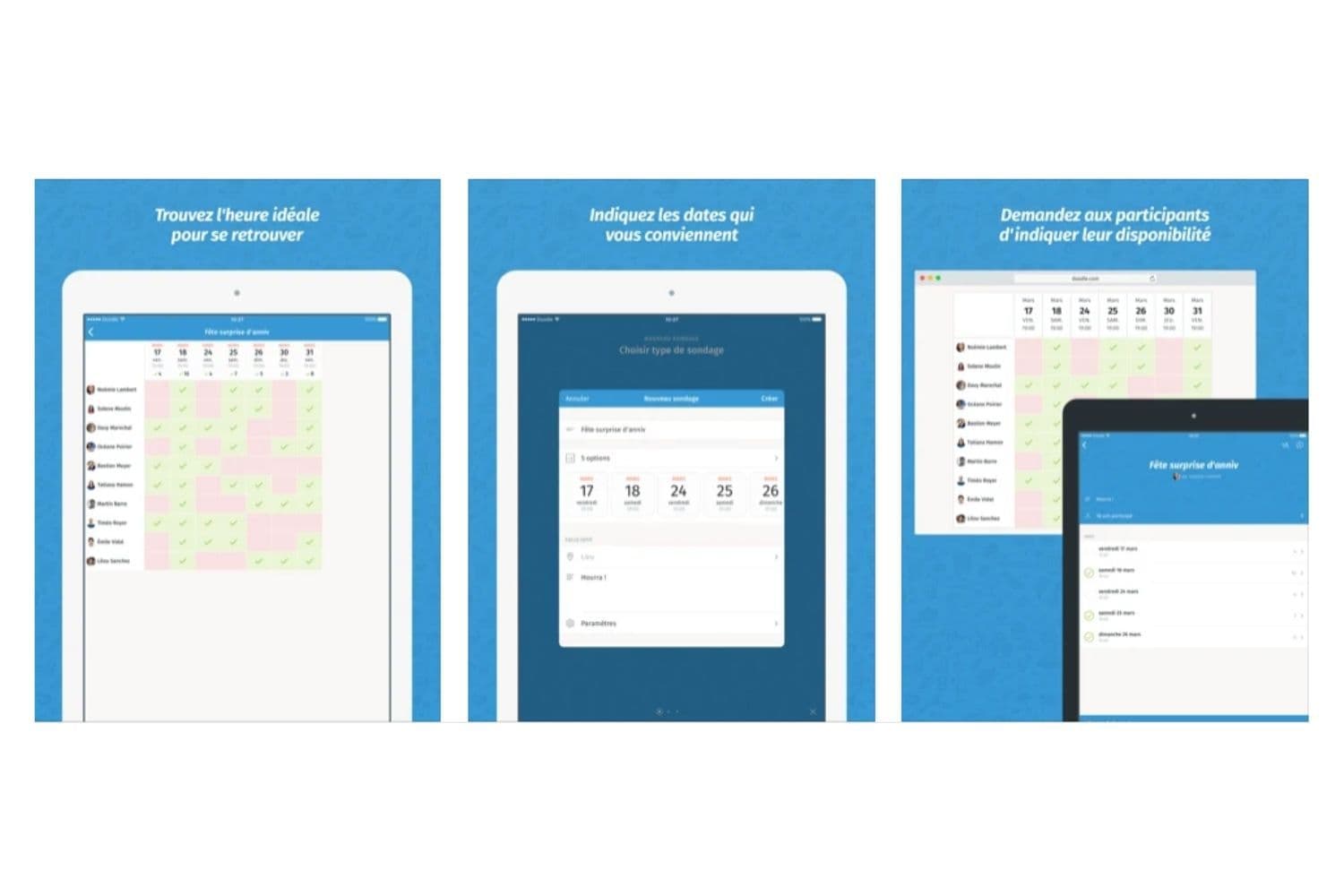 screenshots de l’application Doodle