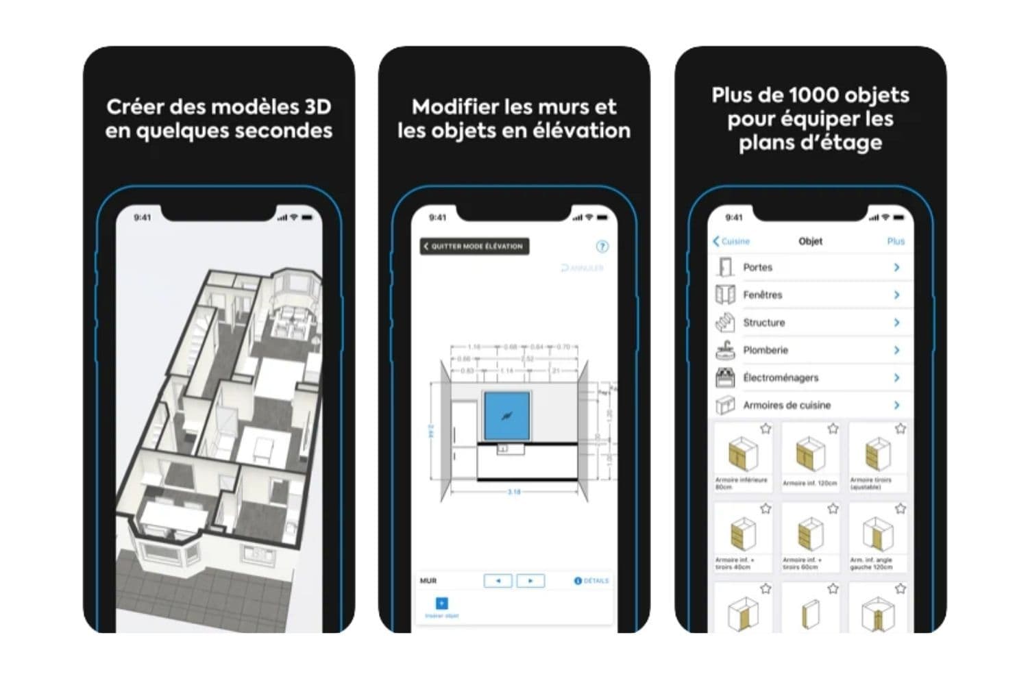 screenshots de l’application Magic Plan