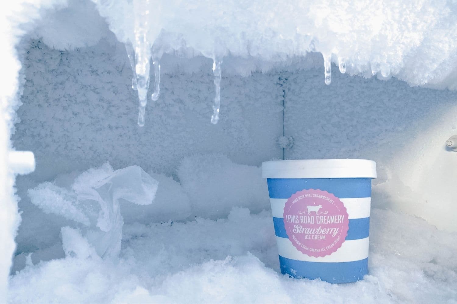 pot de glace dans un congélateur