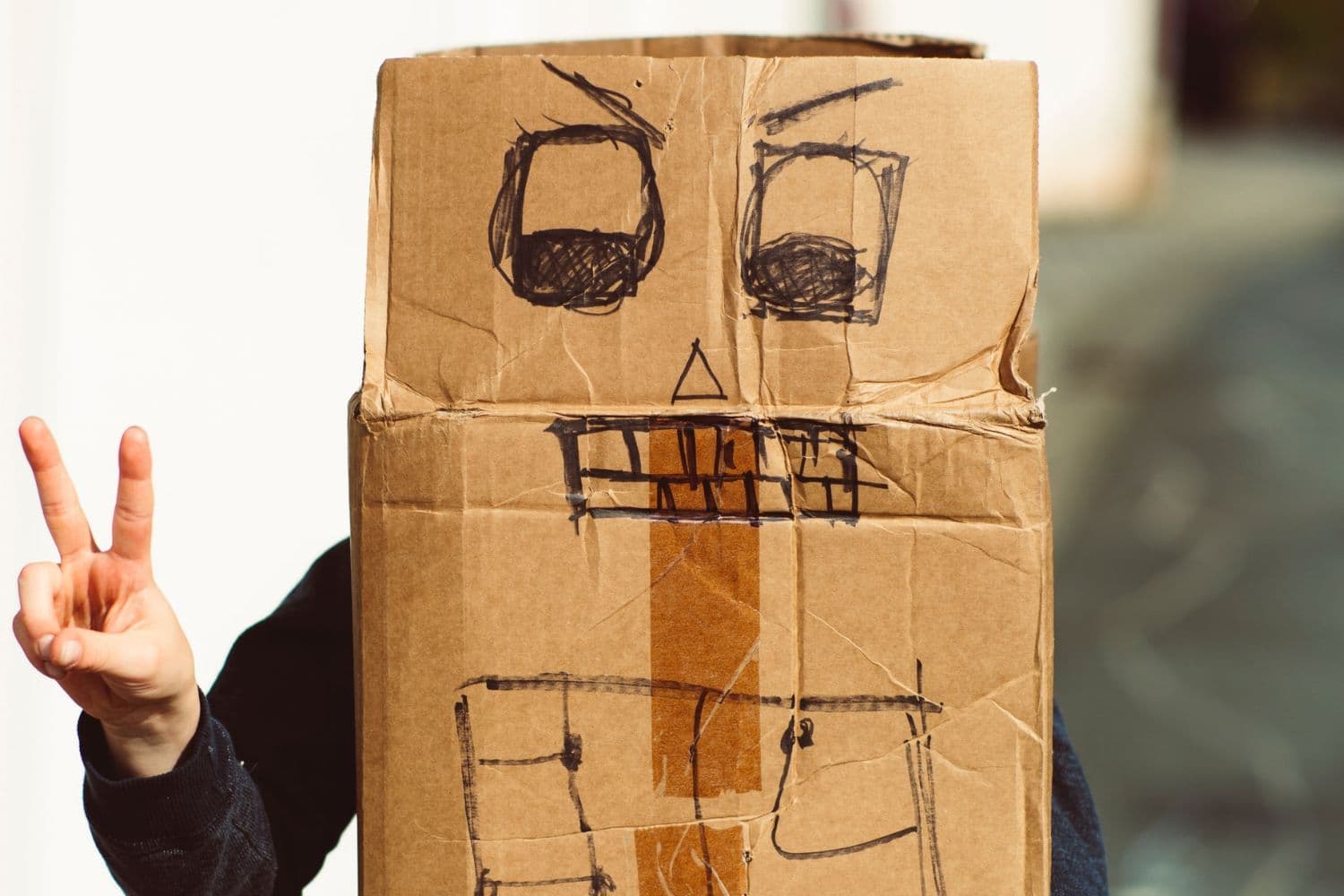 Enfant déguisé dans un carton