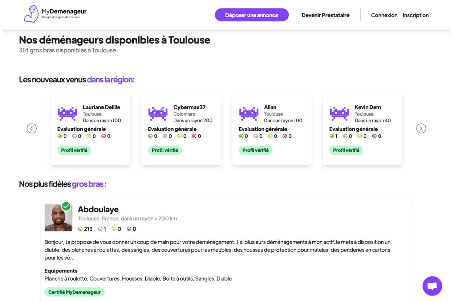 Plateforme de déménagement MyDemenageur