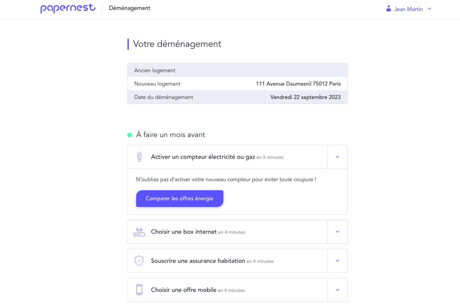 Démonstration du fonctionnement de la plateforme Papernest