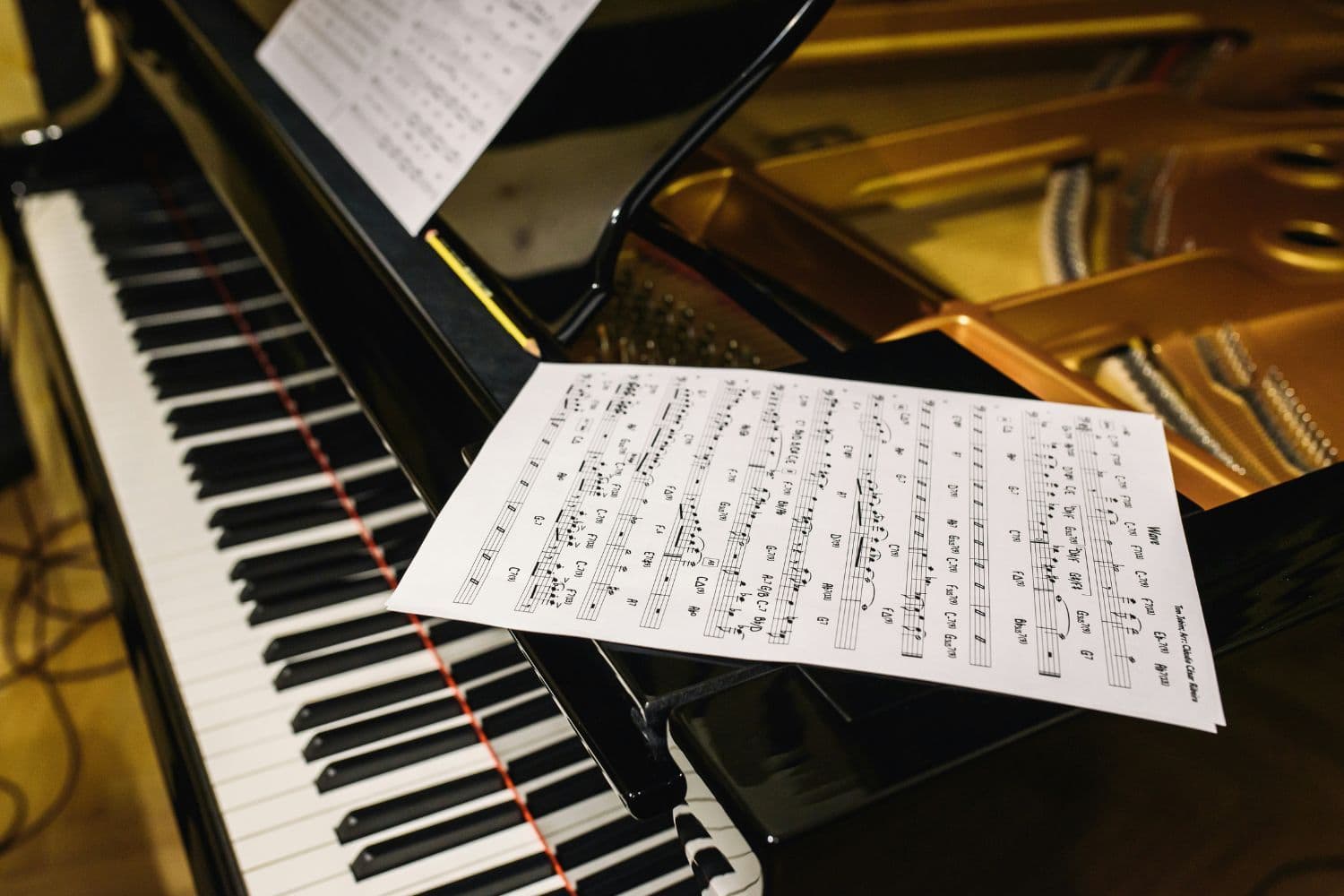 Partition posée sur un piano